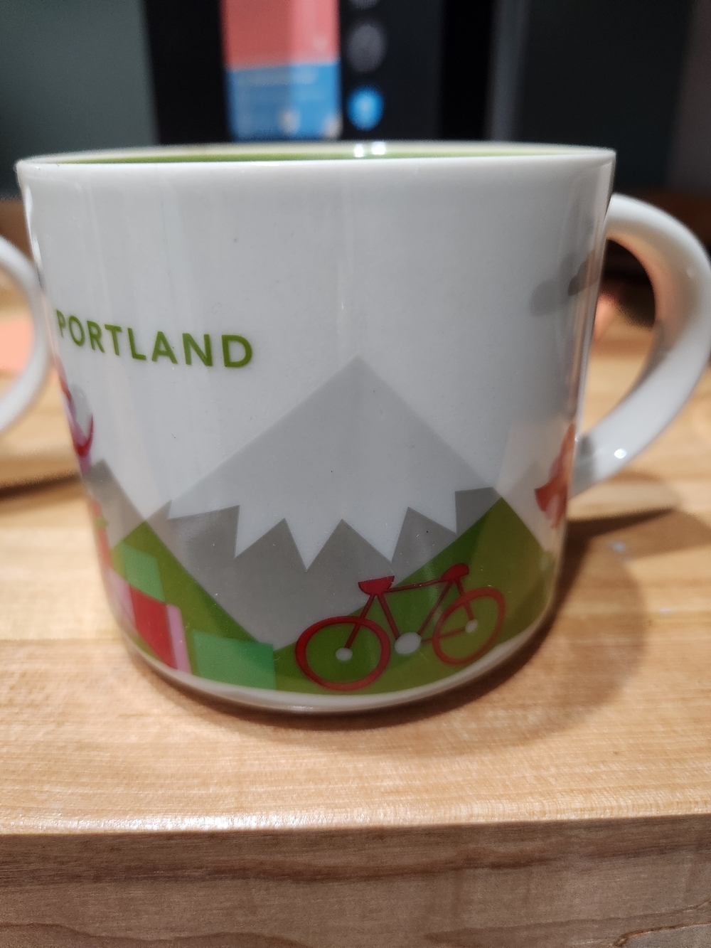 Portland Scenic Ceramic Mug - White with Green Interior